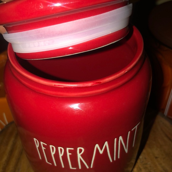 Rae Dunn Baby Peppermint Red Ceramic with a Sealed Lid Canister - Picture 2 of 4